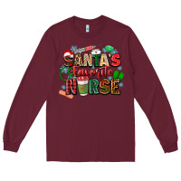 Burgundy santa's favorite nurse Long Sleeve Tee - Zillion Design Studio