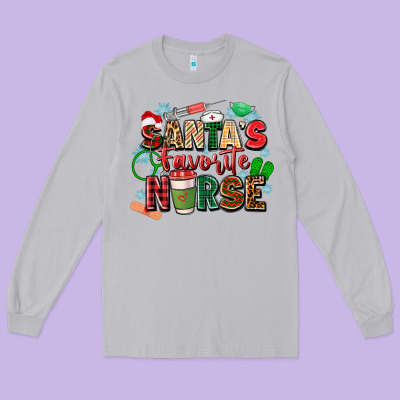 Santa's Favorite Nurse Long Sleeve Tee Designed By Zillion Design Studio