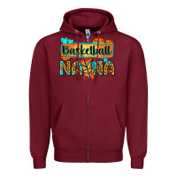 Burgundy basketball nana with leopard Zipper Hoodie - Zillion Design Studio