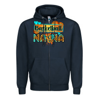 Navy basketball nana with leopard Zipper Hoodie - Zillion Design Studio