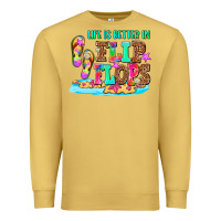 Antique Gold life is better in flip flops Premium Sweatshirt - AdoDesignShop