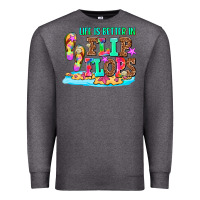 Charcoal Heather life is better in flip flops Premium Sweatshirt - AdoDesignShop