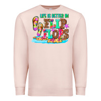 Pale Pink life is better in flip flops Premium Sweatshirt - AdoDesignShop