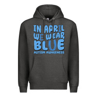 Charcoal Heather in april we wear blue autism awareness Premium Hoodie - MaliasSmallBusiness