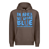 Coffee in april we wear blue autism awareness Premium Hoodie - MaliasSmallBusiness