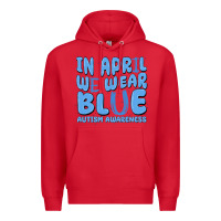 Red in april we wear blue autism awareness Premium Hoodie - MaliasSmallBusiness