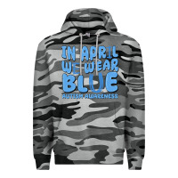 Slate Camo in april we wear blue autism awareness Premium Hoodie - MaliasSmallBusiness