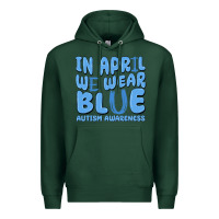 Sports Green in april we wear blue autism awareness Premium Hoodie - MaliasSmallBusiness