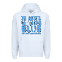 White in april we wear blue autism awareness Premium Hoodie - MaliasSmallBusiness