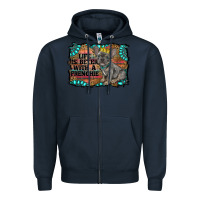 Navy life is better with a frenchie Zipper Hoodie - RanaPortraitStore