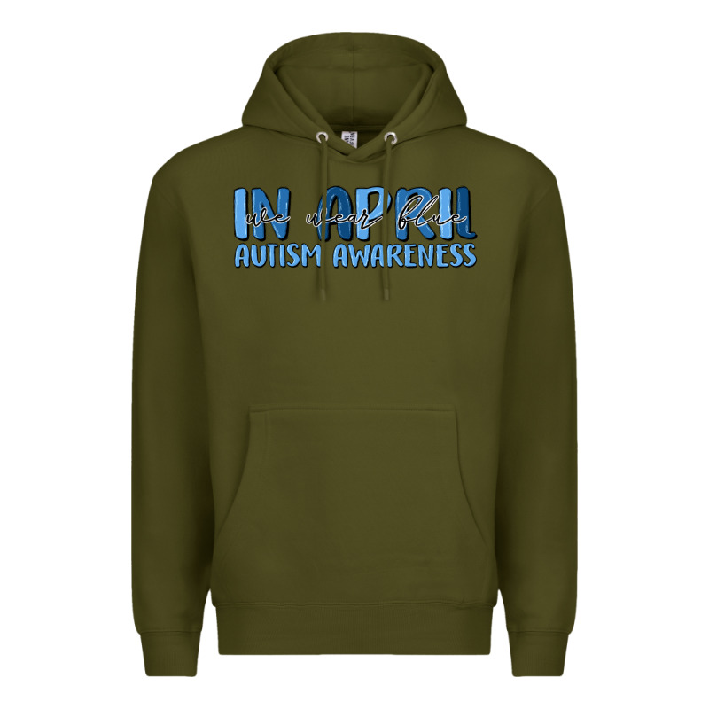 In April We Wear Blue Autism Awareness Premium Hoodie by MaliasSmallBusiness | Teevron