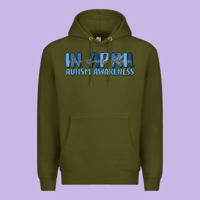 In April We Wear Blue Autism Awareness Premium Hoodie Designed By Maliassmallbusiness