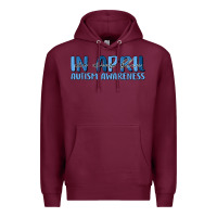 Burgundy in april we wear blue autism awareness Premium Hoodie - MaliasSmallBusiness