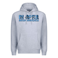 Heather Grey in april we wear blue autism awareness Premium Hoodie - MaliasSmallBusiness
