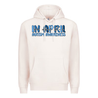 Pale Pink in april we wear blue autism awareness Premium Hoodie - MaliasSmallBusiness