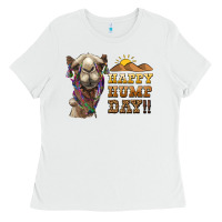 White happy hump day camel Ladies Tee - BarkalooDesign