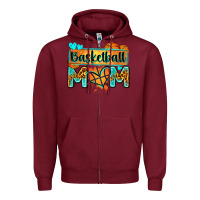 Burgundy basketball mom with leopard Zipper Hoodie - Zillion Design Studio