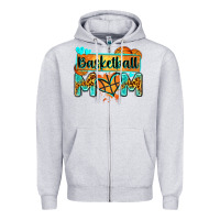 Heather Grey basketball mom with leopard Zipper Hoodie - Zillion Design Studio