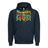 Navy basketball mom with leopard Zipper Hoodie - Zillion Design Studio