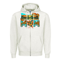 Oatmeal Heather basketball mom with leopard Zipper Hoodie - Zillion Design Studio