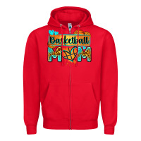 Red basketball mom with leopard Zipper Hoodie - Zillion Design Studio