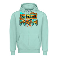 Seafoam basketball mom with leopard Zipper Hoodie - Zillion Design Studio