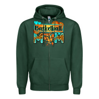 Sports Green basketball mom with leopard Zipper Hoodie - Zillion Design Studio