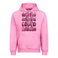 Fuchsia Pink you are worthy you are beautiful Urban Hoodie - MaliasSmallBusiness