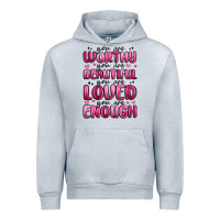 Heather Grey you are worthy you are beautiful Urban Hoodie - MaliasSmallBusiness