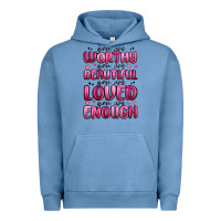 Pigment Pebble Blue you are worthy you are beautiful Urban Hoodie - MaliasSmallBusiness