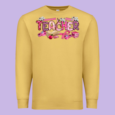 Breast Cancer Teacher Premium Sweatshirt Designed By Artiststas