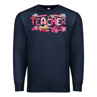 Navy breast cancer teacher Premium Sweatshirt - Artiststas