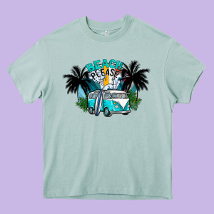 Beach Please Heavy Core Tee Designed By Cowhidedigitalart