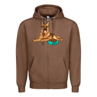 Chestnut german shepherd with food bowl Zipper Hoodie - texasbilliewilder
