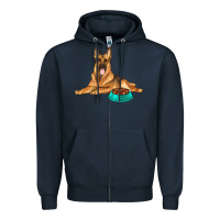Navy german shepherd with food bowl Zipper Hoodie - texasbilliewilder
