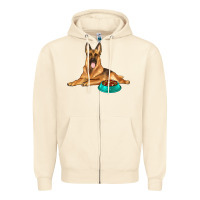 Sandshell german shepherd with food bowl Zipper Hoodie - texasbilliewilder