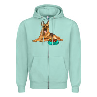 Seafoam german shepherd with food bowl Zipper Hoodie - texasbilliewilder