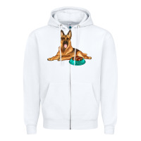 White german shepherd with food bowl Zipper Hoodie - texasbilliewilder