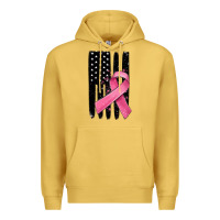 Antique Gold breast cancer ribbon american flag Premium Hoodie - MaliasSmallBusiness