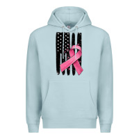 Blue Mist breast cancer ribbon american flag Premium Hoodie - MaliasSmallBusiness