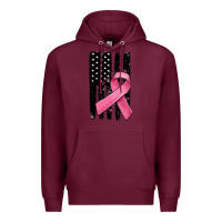 Burgundy breast cancer ribbon american flag Premium Hoodie - MaliasSmallBusiness