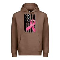 Chestnut breast cancer ribbon american flag Premium Hoodie - MaliasSmallBusiness