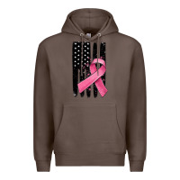 Coffee breast cancer ribbon american flag Premium Hoodie - MaliasSmallBusiness