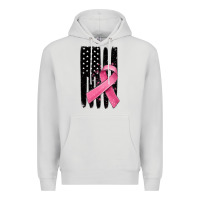 Dove Grey breast cancer ribbon american flag Premium Hoodie - MaliasSmallBusiness