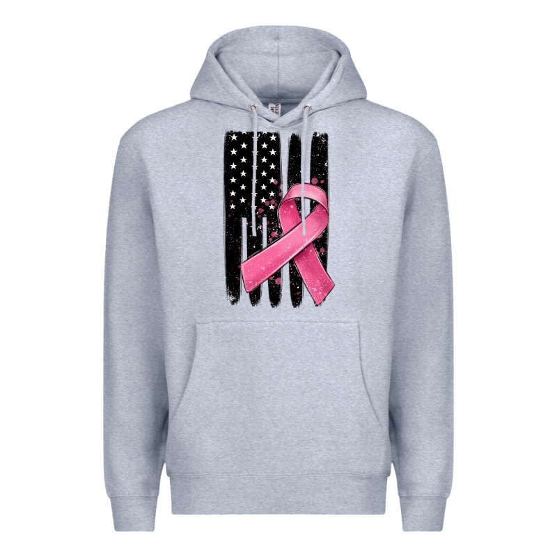 Breast Cancer Ribbon American Flag Premium Hoodie by MaliasSmallBusiness | Teevron