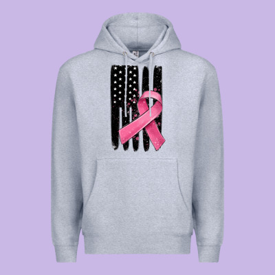 Breast Cancer Ribbon American Flag Premium Hoodie Designed By Maliassmallbusiness