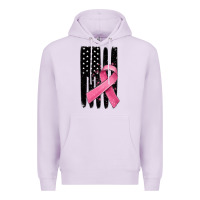 Lilac breast cancer ribbon american flag Premium Hoodie - MaliasSmallBusiness