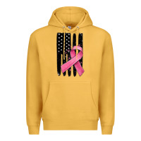 Mustard breast cancer ribbon american flag Premium Hoodie - MaliasSmallBusiness