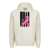 Oatmeal Heather breast cancer ribbon american flag Premium Hoodie - MaliasSmallBusiness