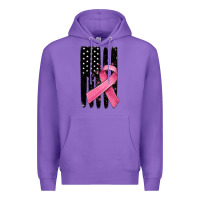 Purple breast cancer ribbon american flag Premium Hoodie - MaliasSmallBusiness